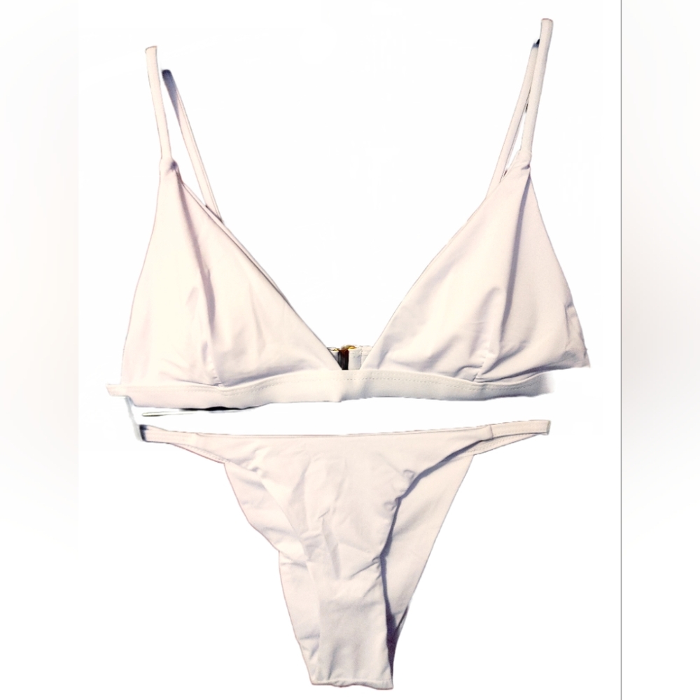 NEW 2 PC WHITE STRING BIKINI SZ SMALL/ MEDIUM 32 BUST